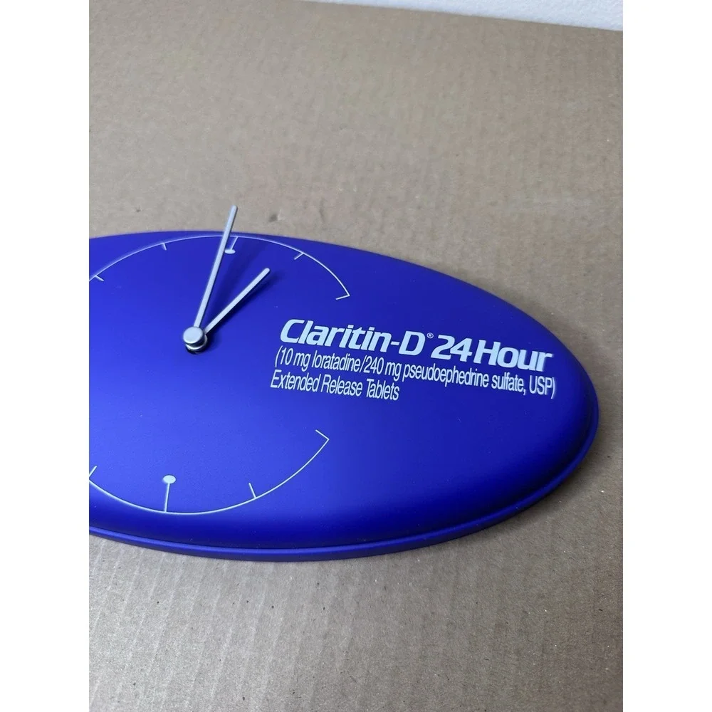 Vintage Claritin Wall Clock Pharmacy Pharmaceutical Advertising Promo Blue